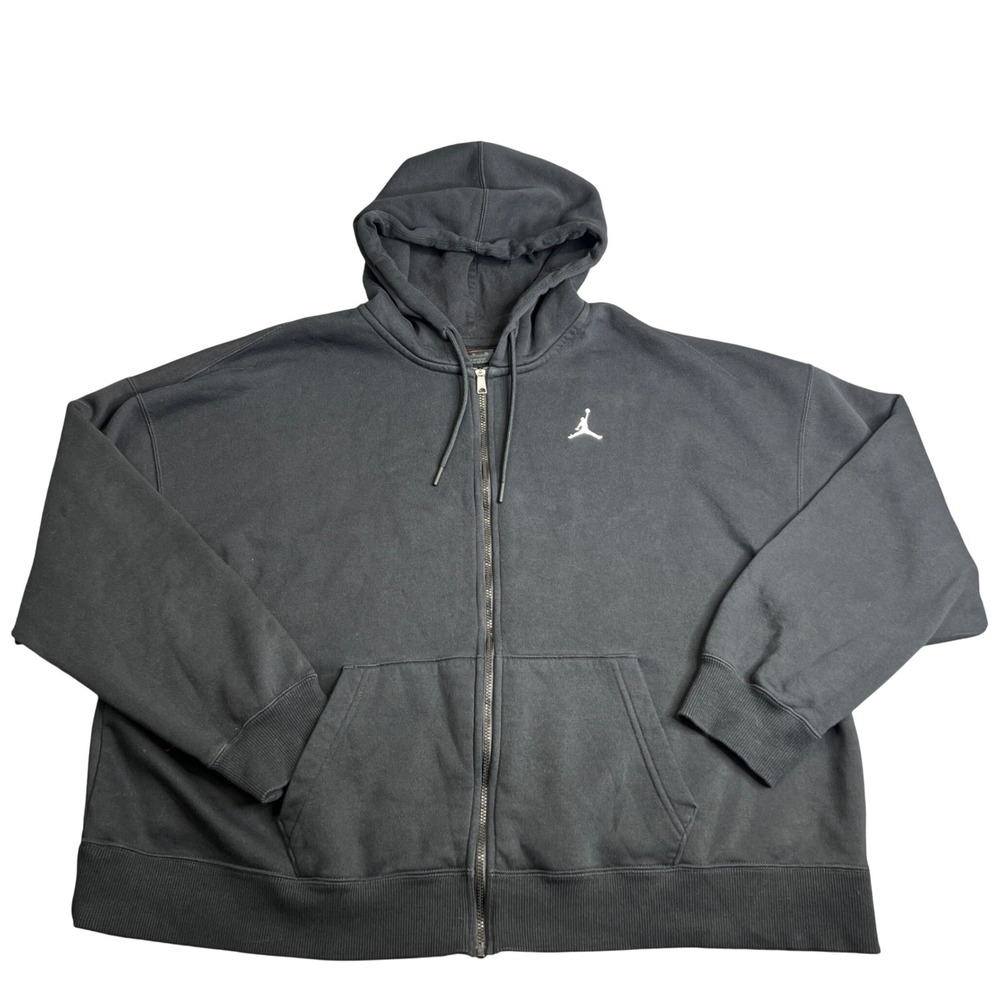 Jordan Brooklyn Fleece Full-Zip Hoodie Black Jumpman FD7865-010 Womens XL
